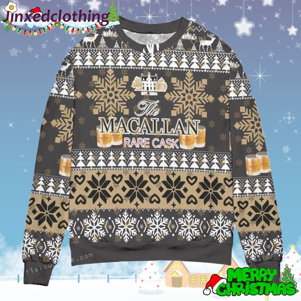 The Macallan Rare Cask Snowflake Ugly Sweater Christmas Mens 